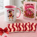 Ruby Christmas gym girl gift set for her: Muscle Mommy mug, Ruby Waves coasters and Sleigh Girl Sleigh card