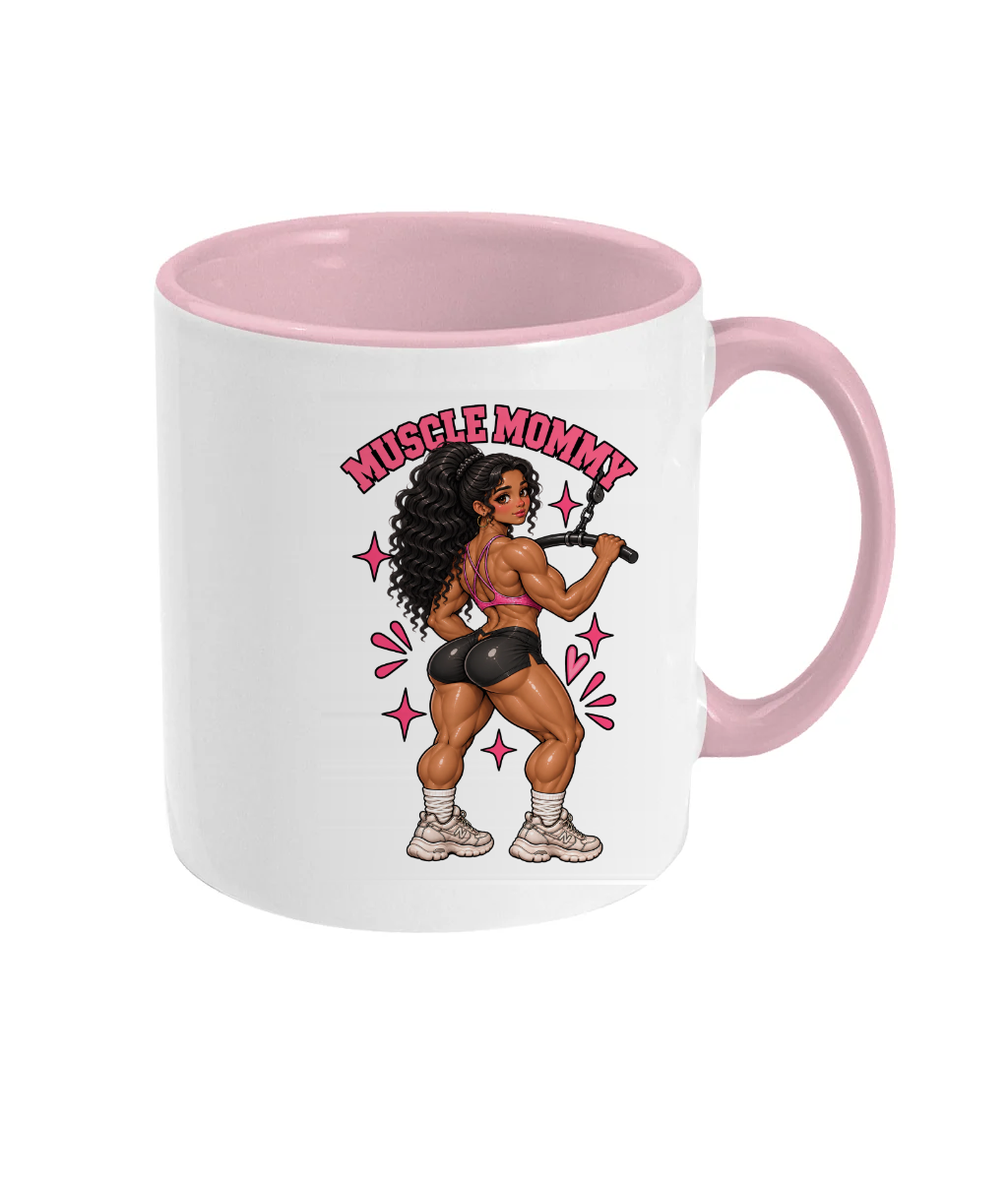 Bliss Muscle Mommy mug, curly hair gym girl gift for her