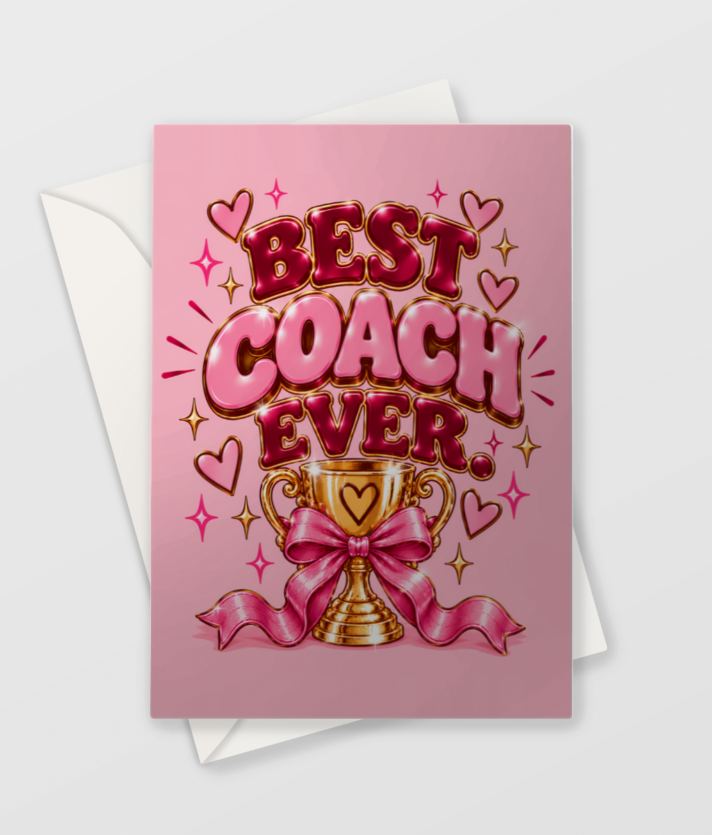 Best Coach Ever card, fitness coach thank you card