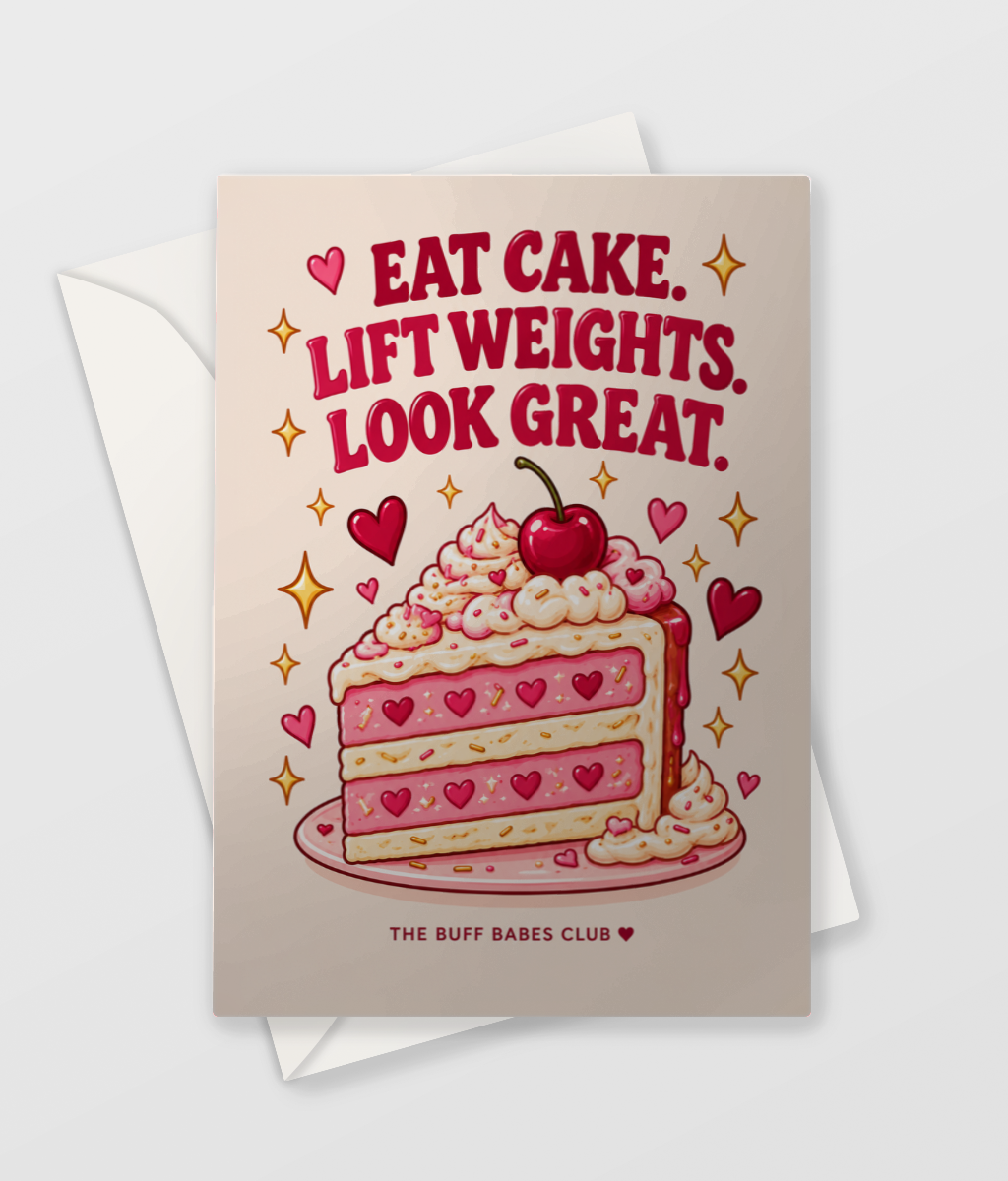 Eat Cake Lift Weights Card, large A5 size