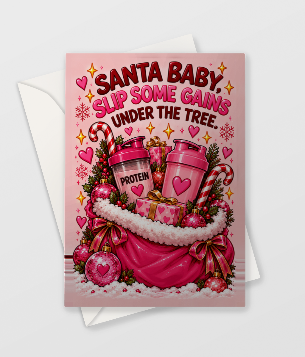 Santa Baby Slip Some Gains Under the Tree Card, large A5 size
