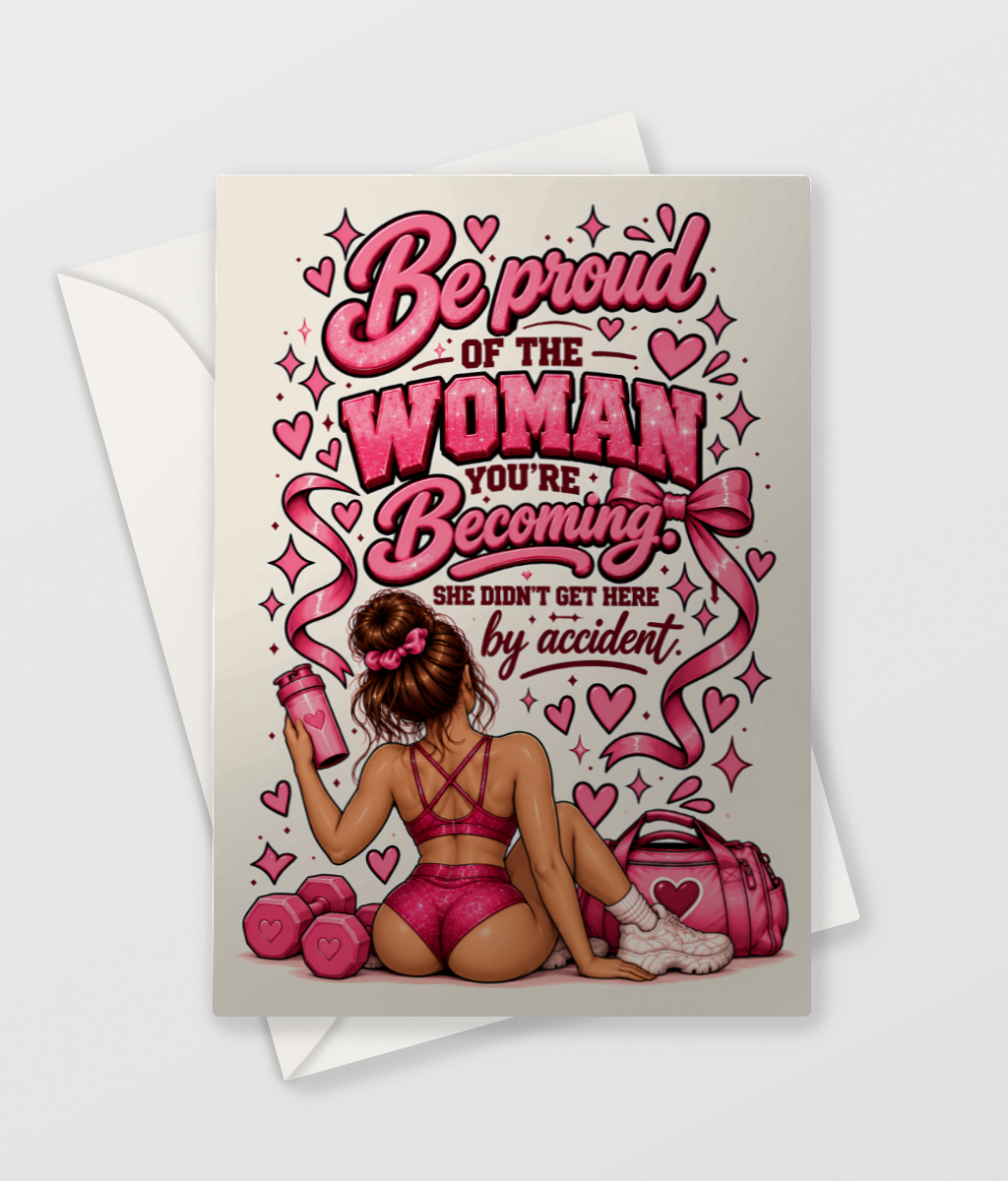 Be Proud of the Woman You're Becoming card, large A5 size