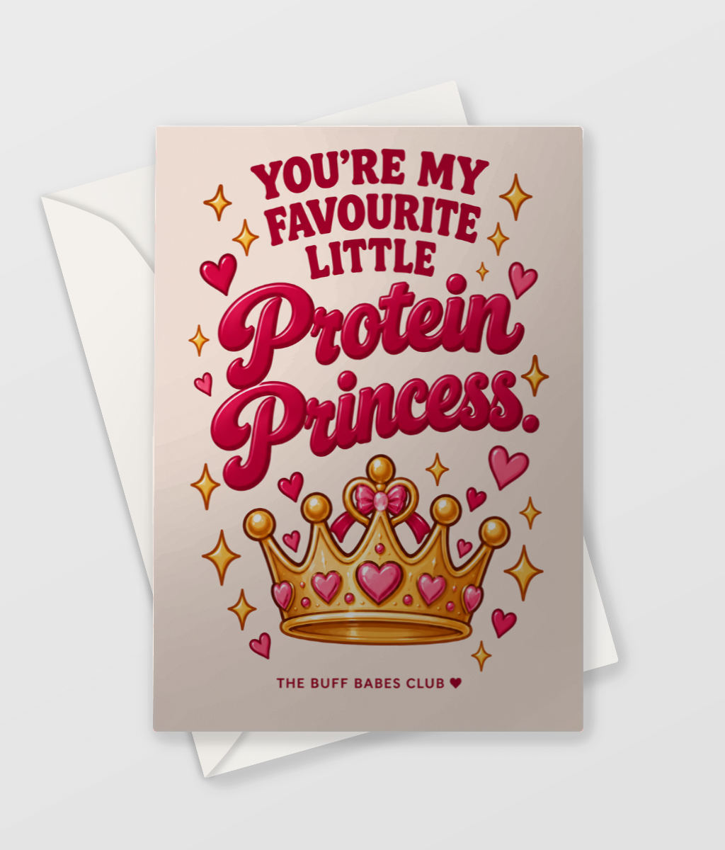 Protein Princess Card, cute card for your gym bestie, A6 with envelope