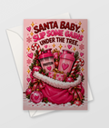 Santa Baby Slip Some Gains Under the Tree Card, funny gym Christmas card, A6 with envelope