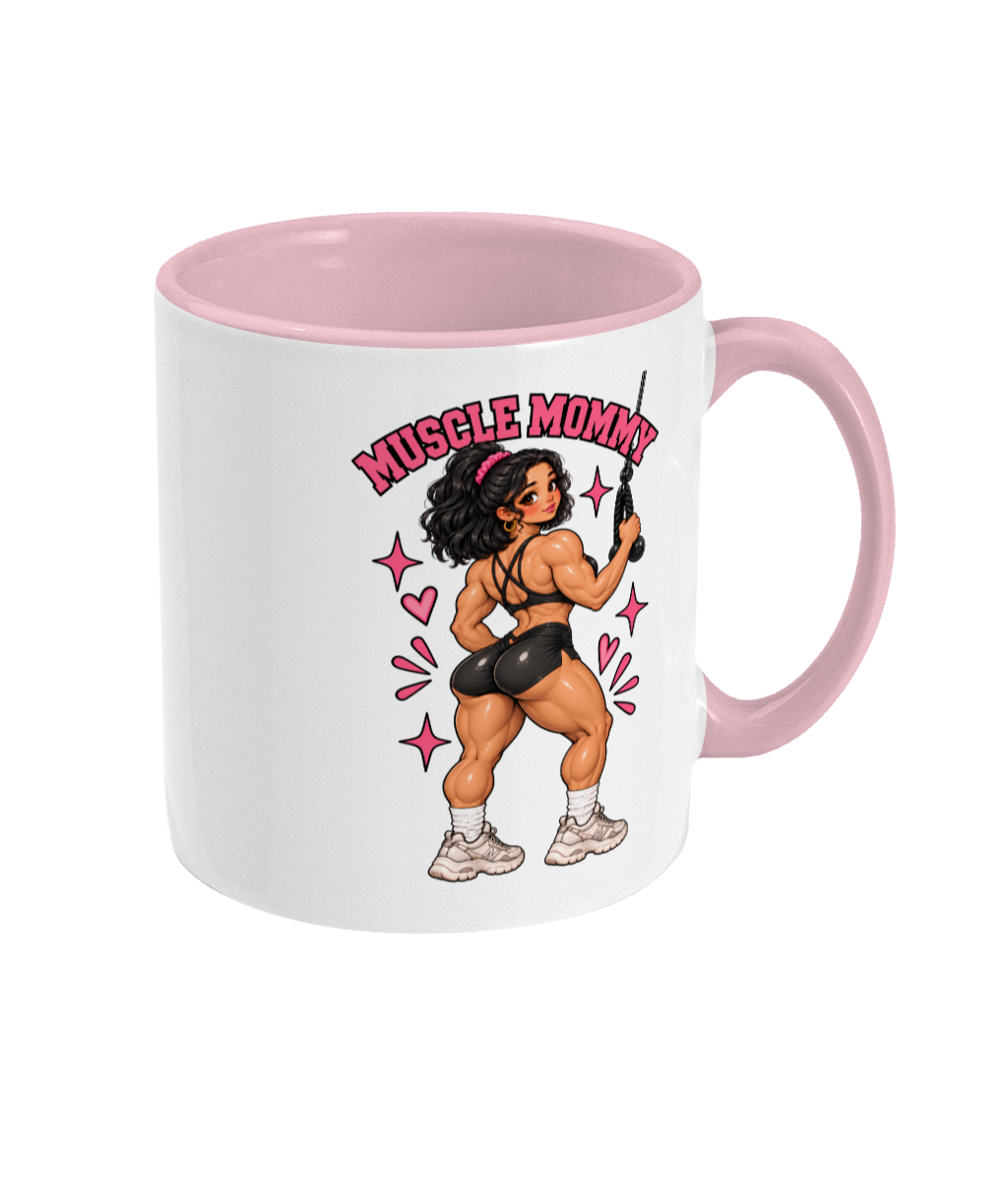 Nova Muscle Mommy mug, black hair gym girl gift for her